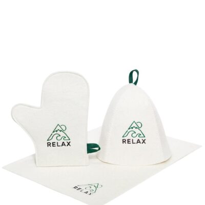 Zestaw do sauny relax (czapka, mata, rękawica)